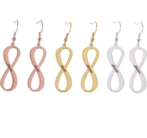 Personalized Name Infinity Dangle Earrings Pendantify