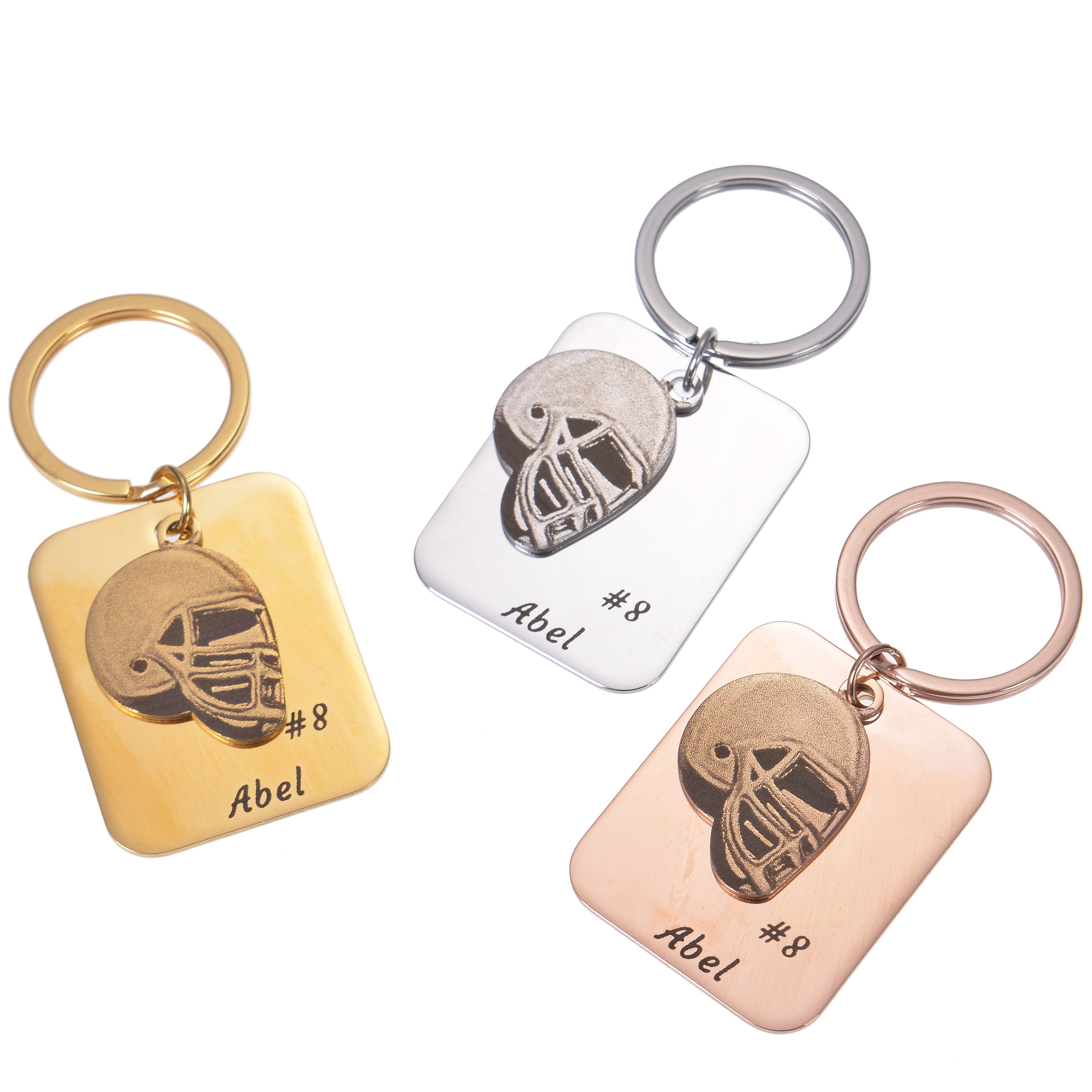 personalized american football helmet keychain