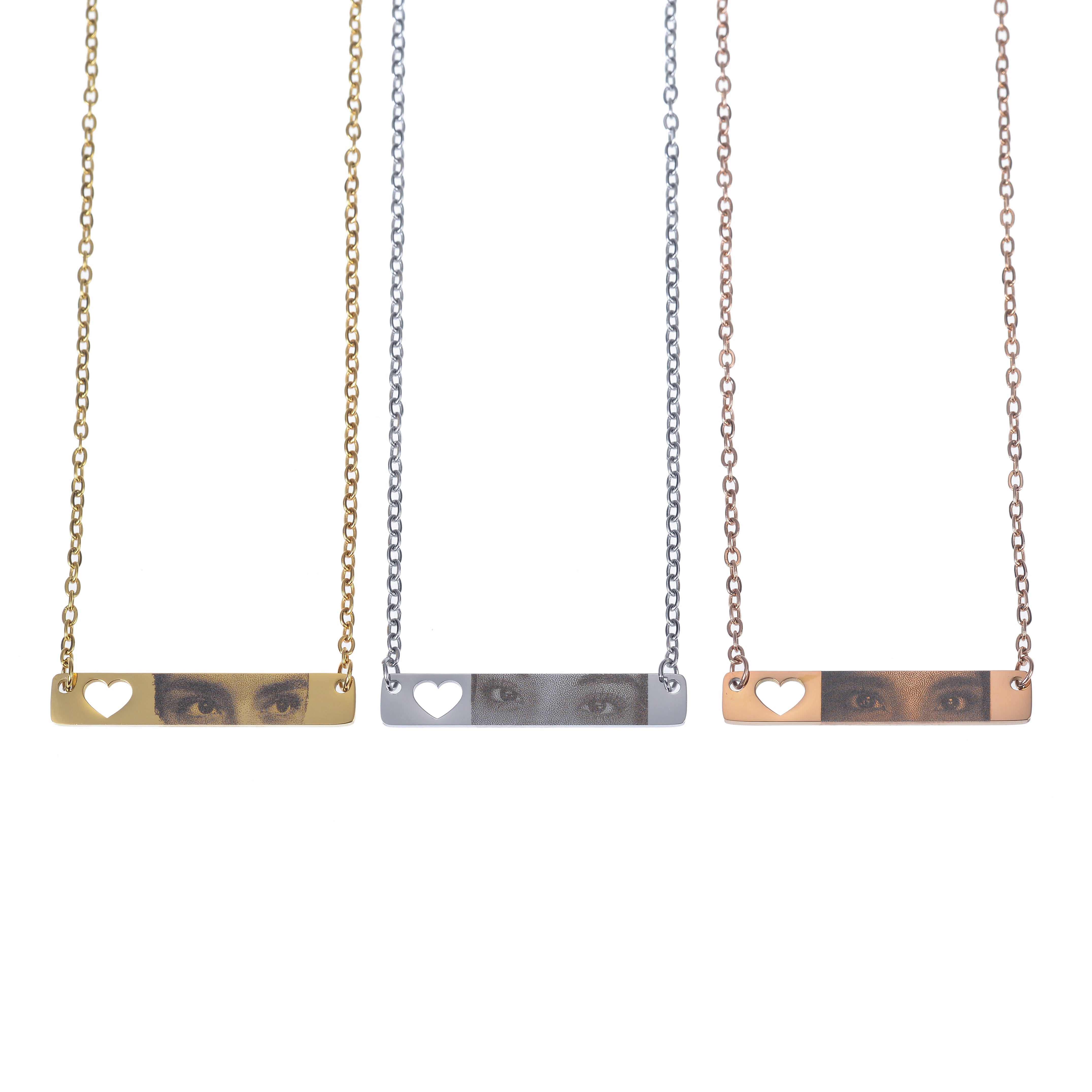 Custom photo bar necklace