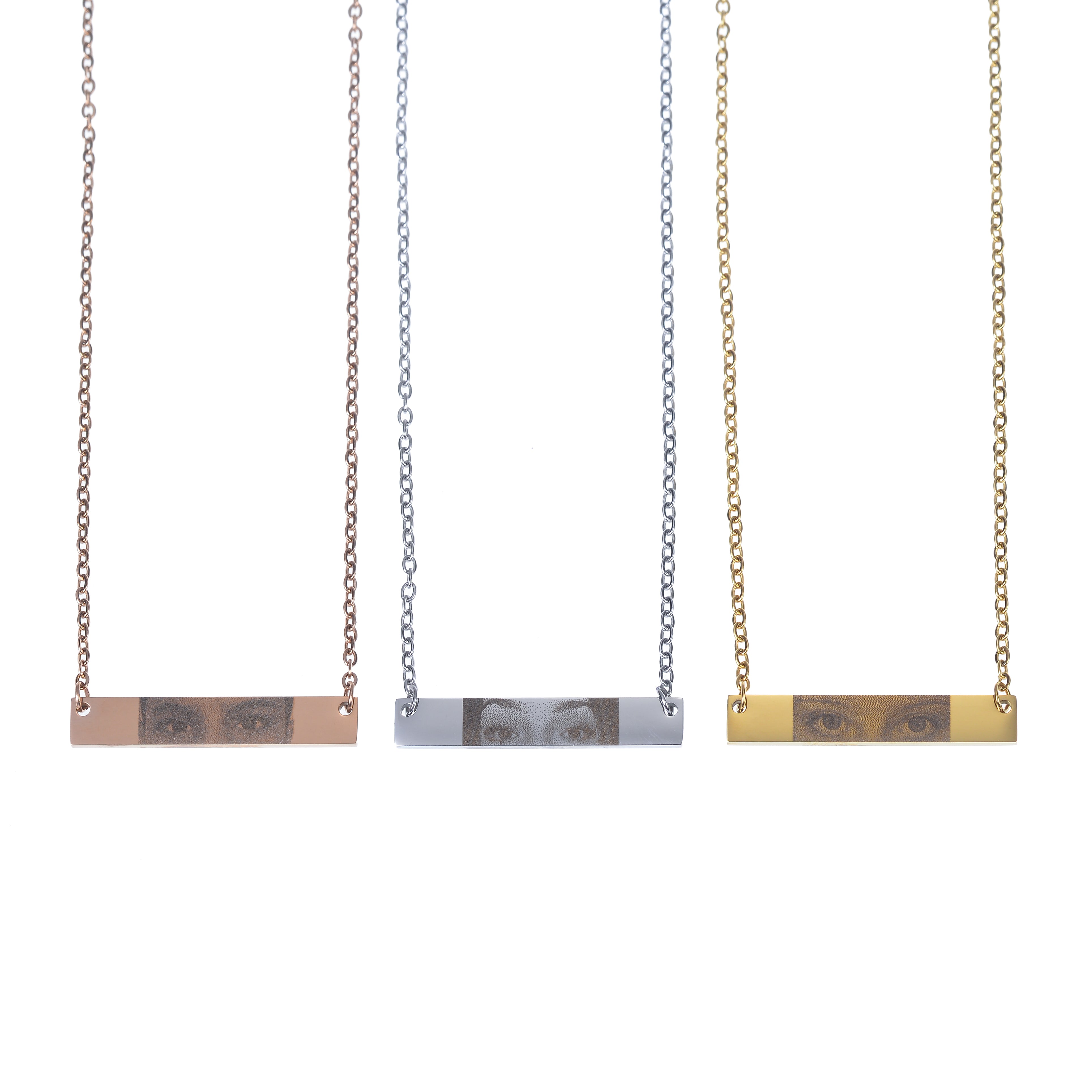 Engraved Photo Bar Necklace