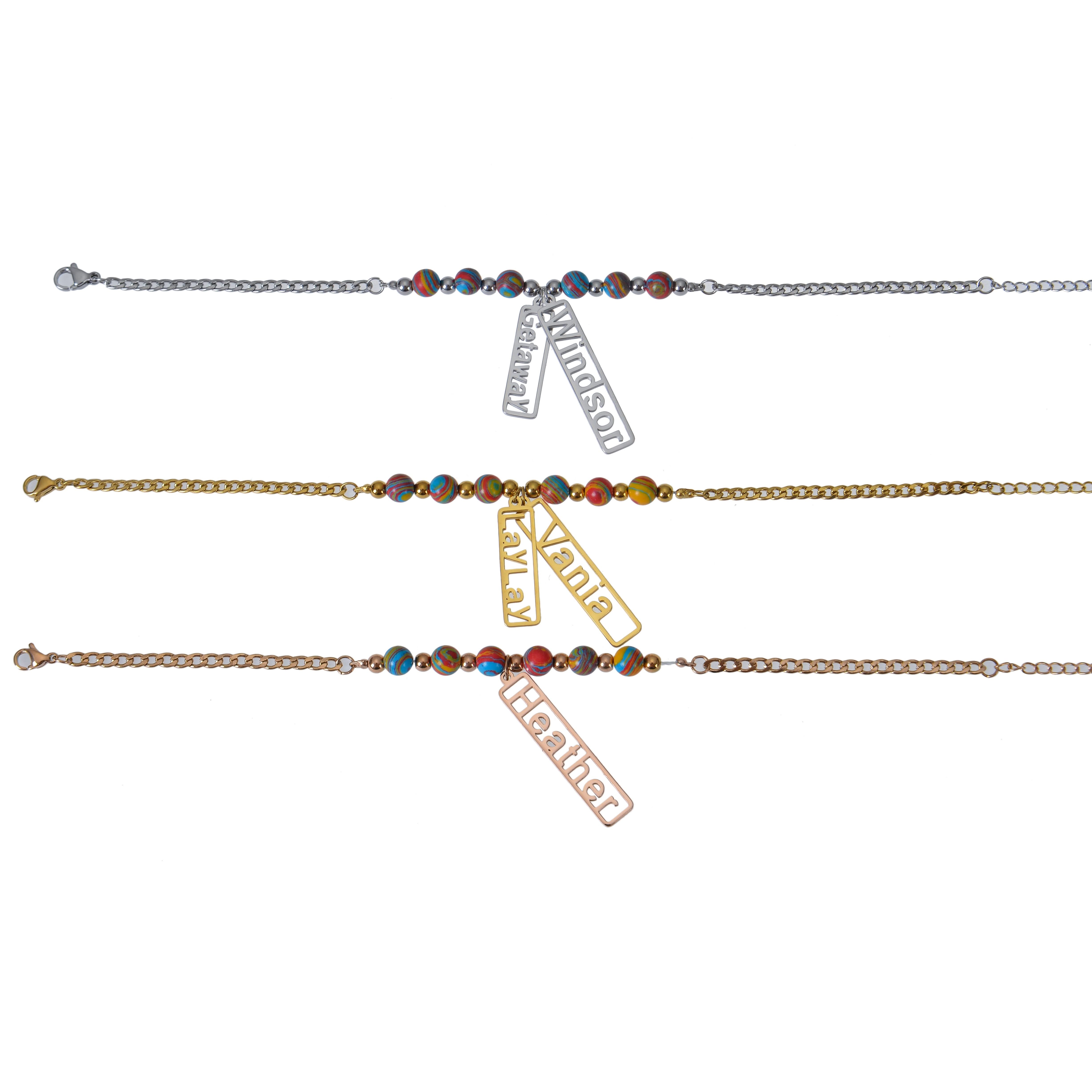 personalized multiple name bead bracelet