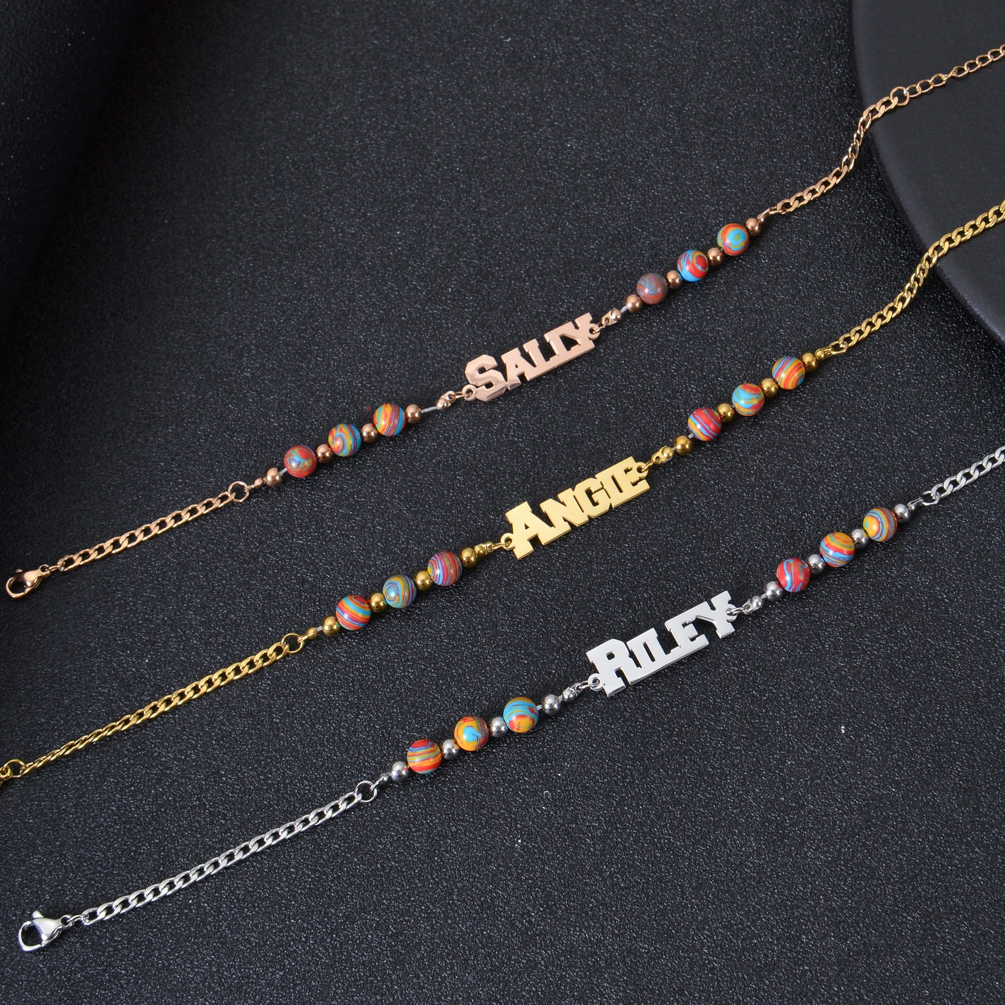 personalized name bead bracelet