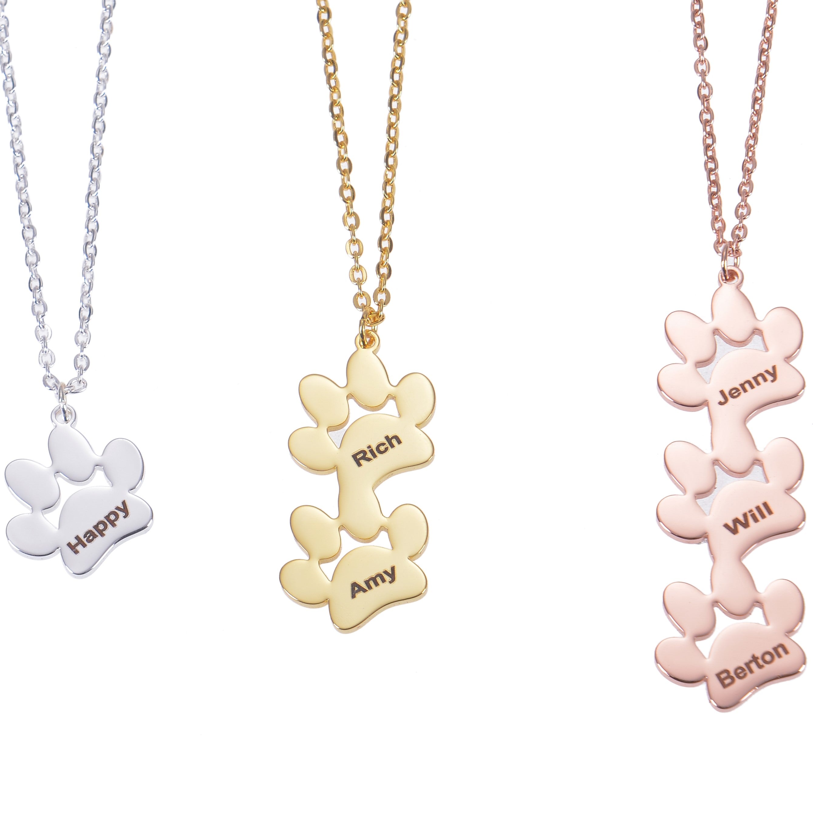 personalized animal paw name necklace