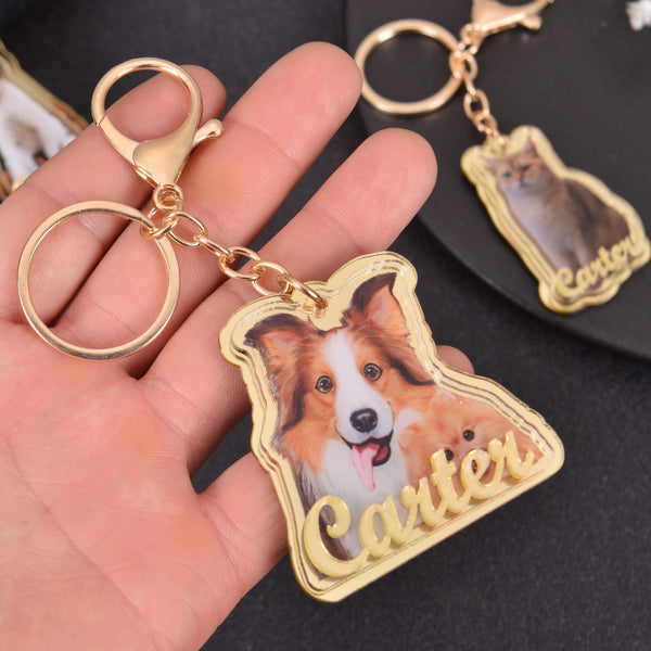 Personalized Acrylic Pet Photo Keychain Pet Portrait Keychains
