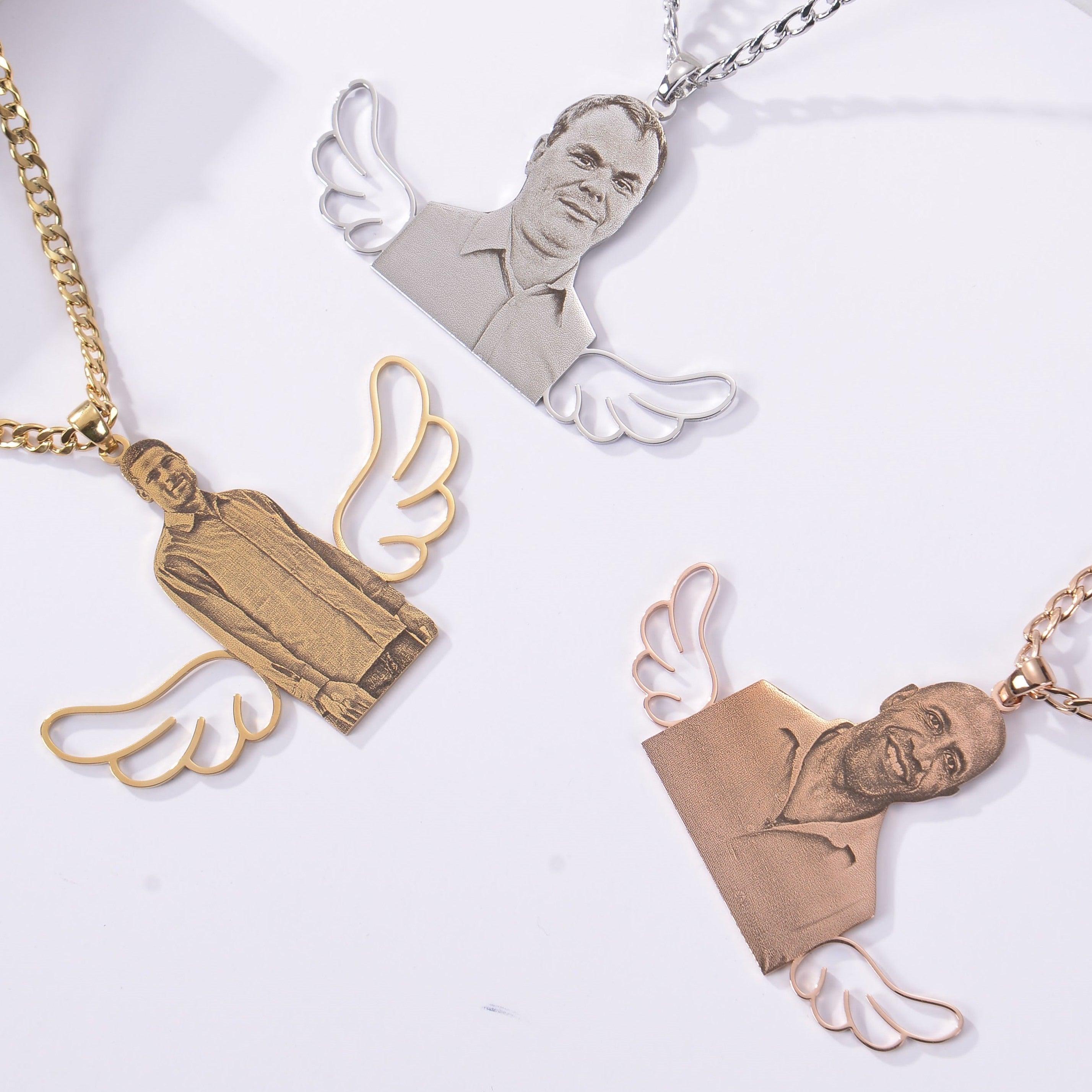 angel wing picture necklace