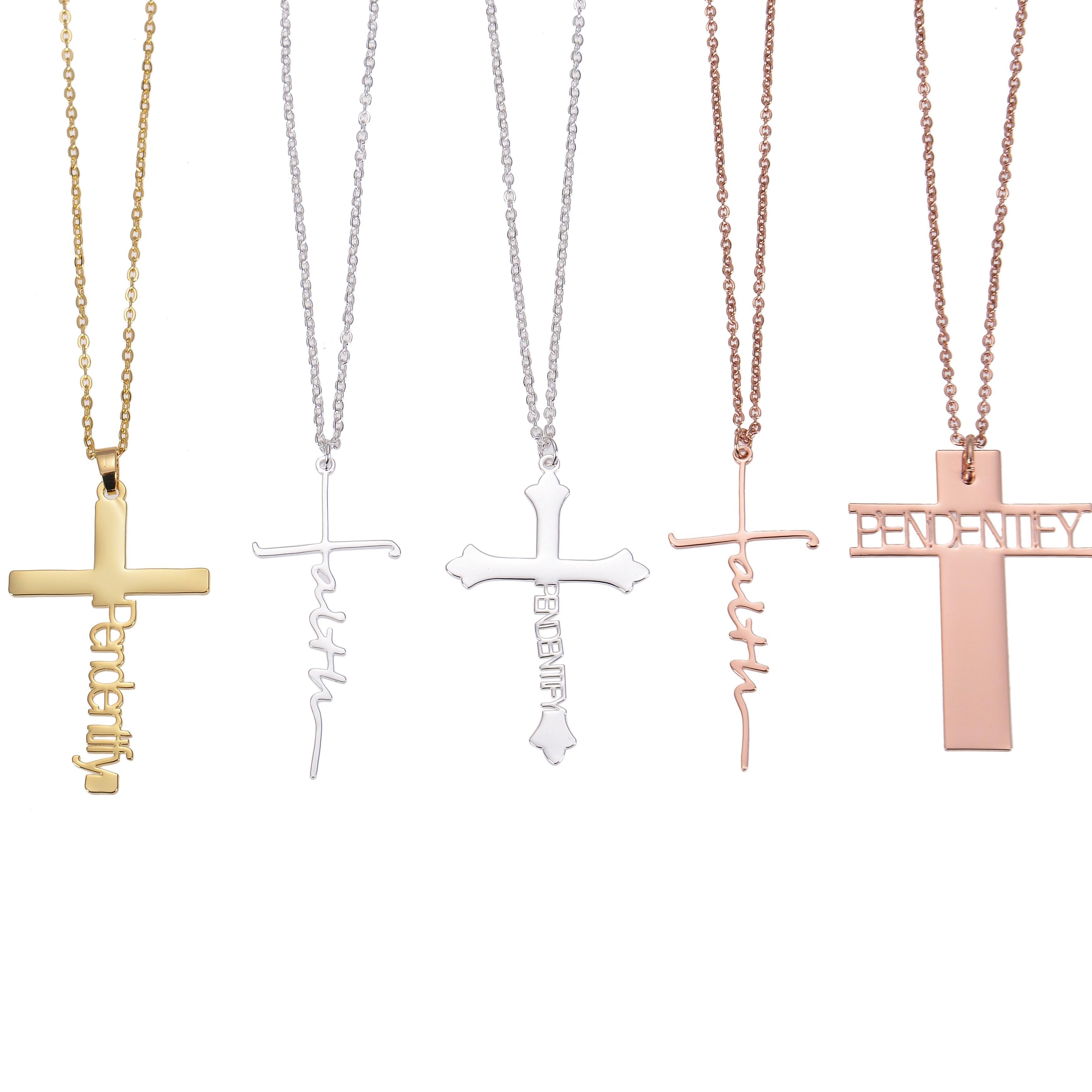 Buy Online Premium Quality Personalized Cross Name Necklace - Pendantify