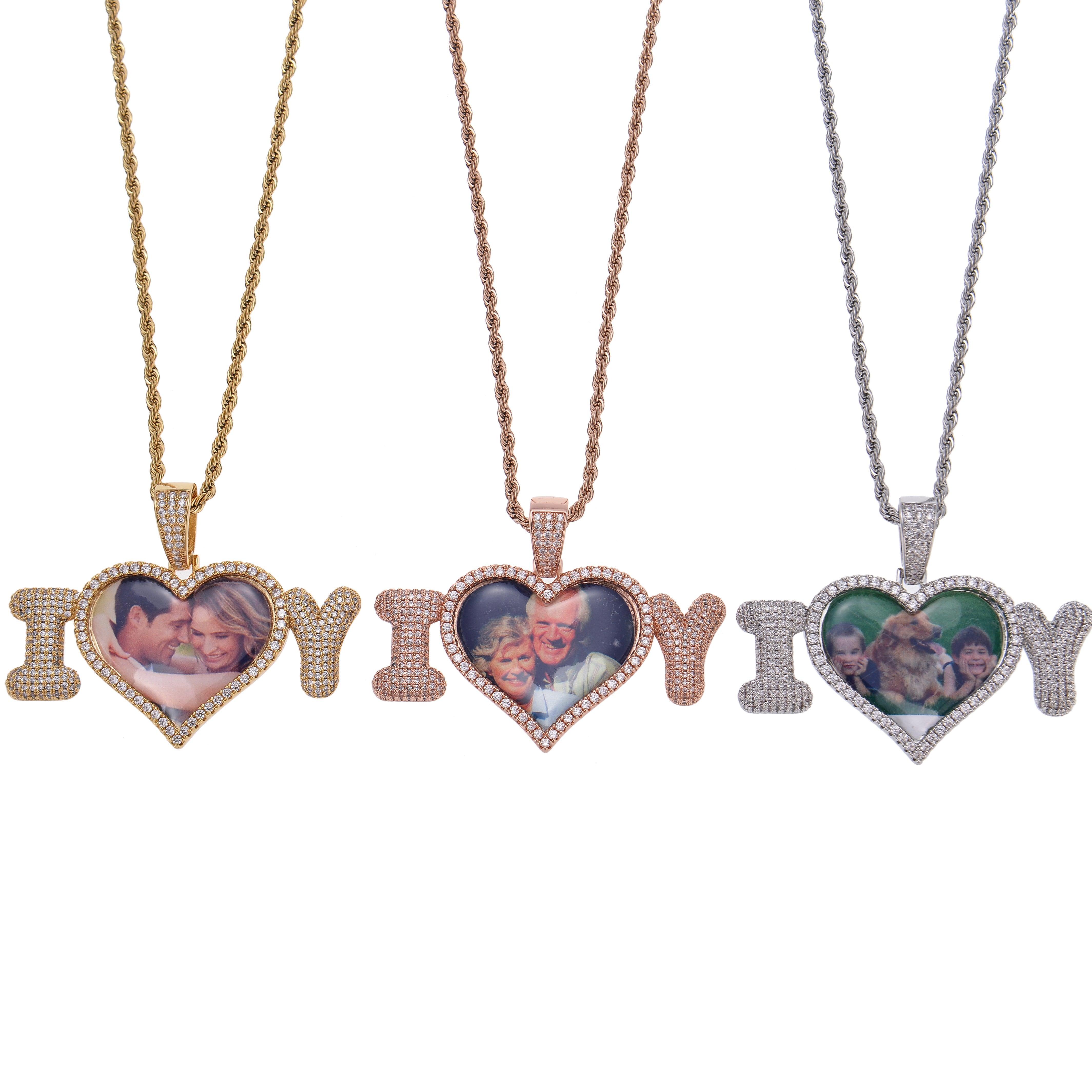 personalized I love you photo necklace