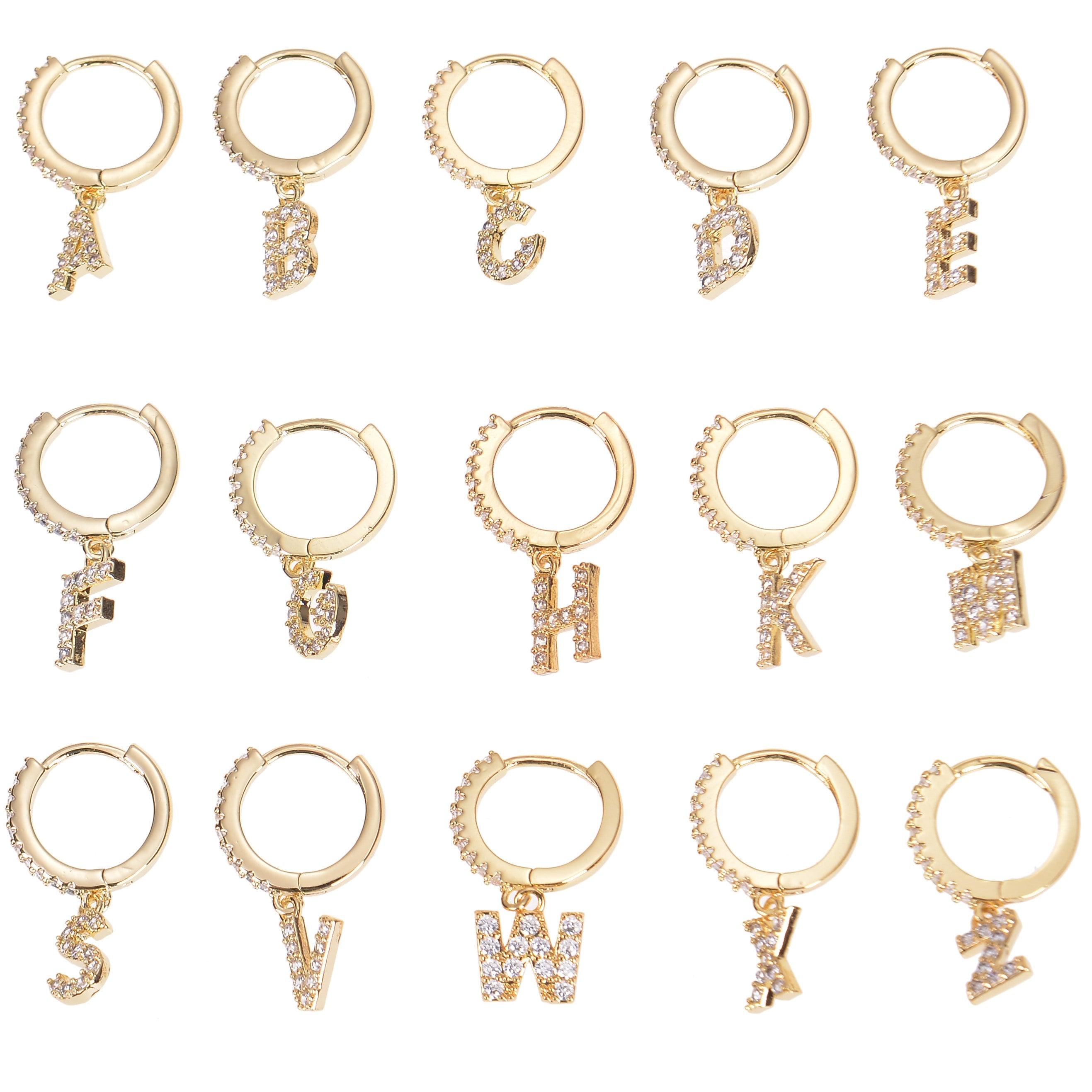 personalized diamond studded initial earrings