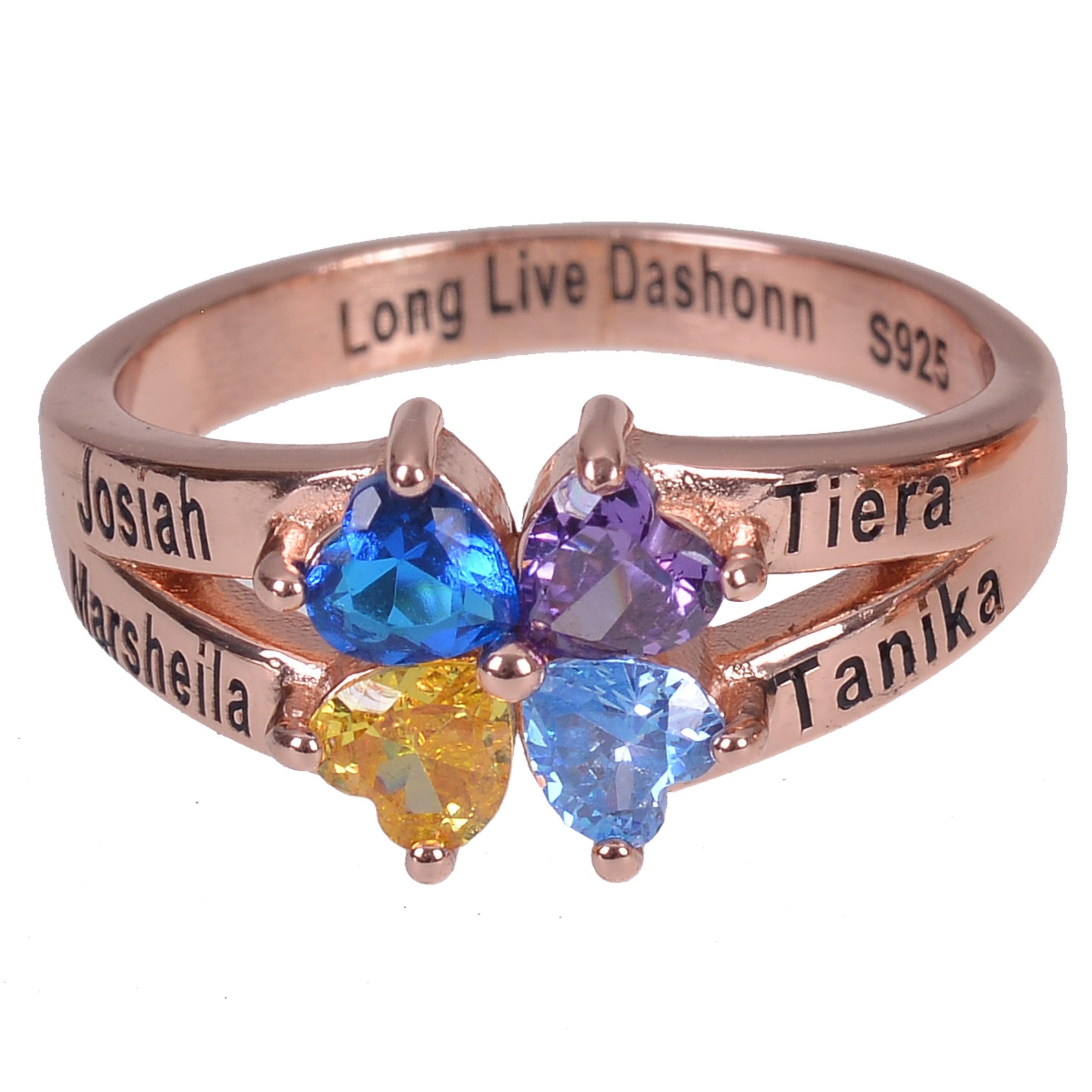 Buy Online Premium Quality Personalized Heart Birthstone Promise Name Ring - Pendantify