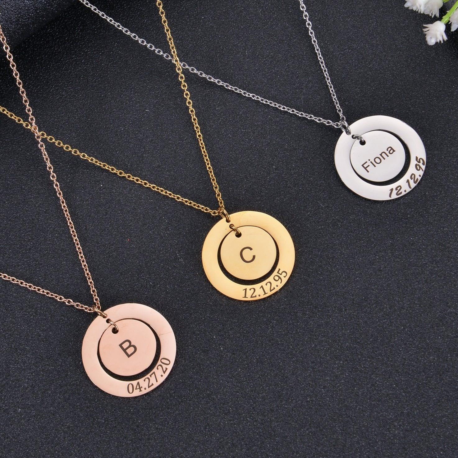 initial necklace with date