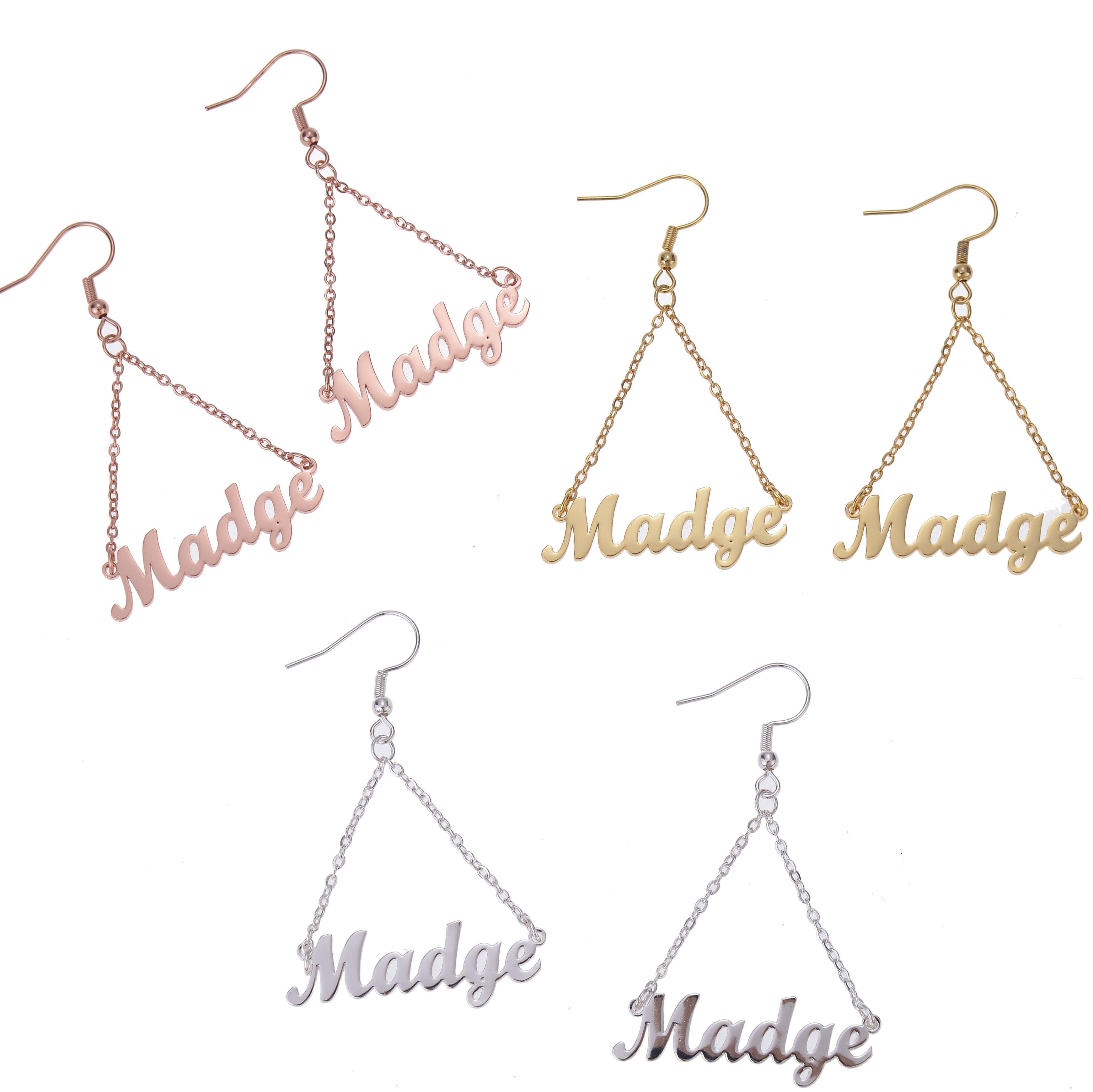 name dangle earrings