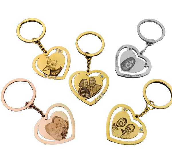 Stainless Steel Heart Shape Keychain Hollow Heart Key Holder