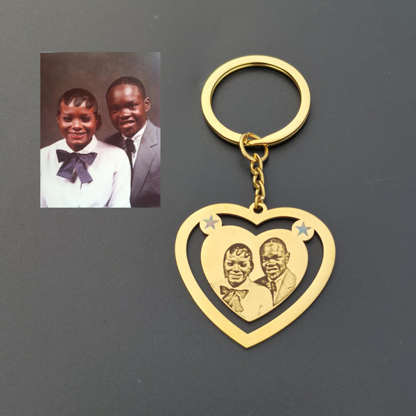 Pendantify Buy Custom Photo Keychain | Picture Keychain | Photo Engraved Keyring 18K Gold Plated