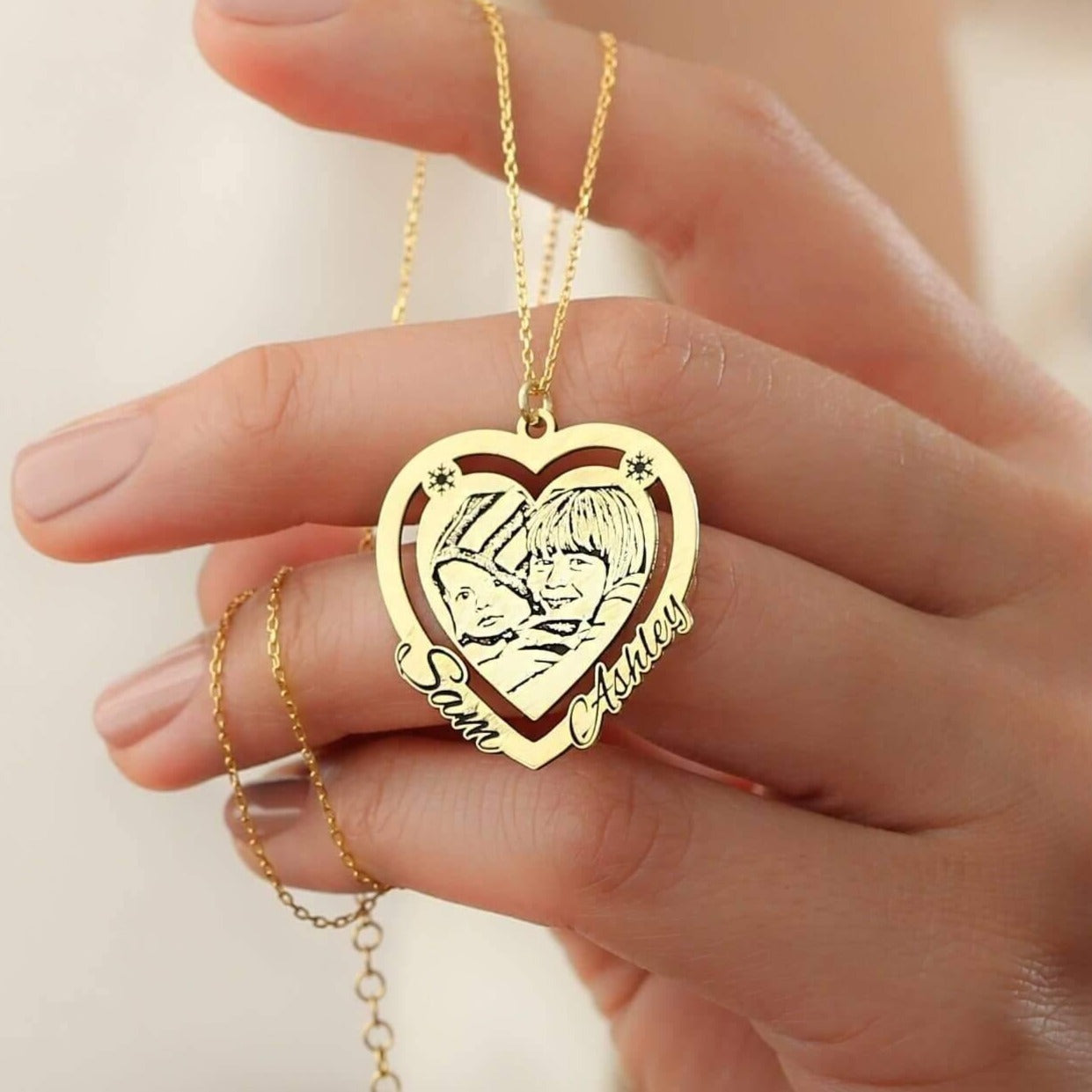 Photo Engraved Heart Necklace-Pendantify-heart necklace,Necklace,Personalization,photo necklace,val