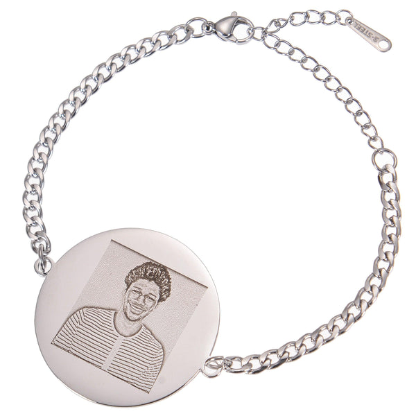 Personalized Chain Link Bracelet with Engraved Charms