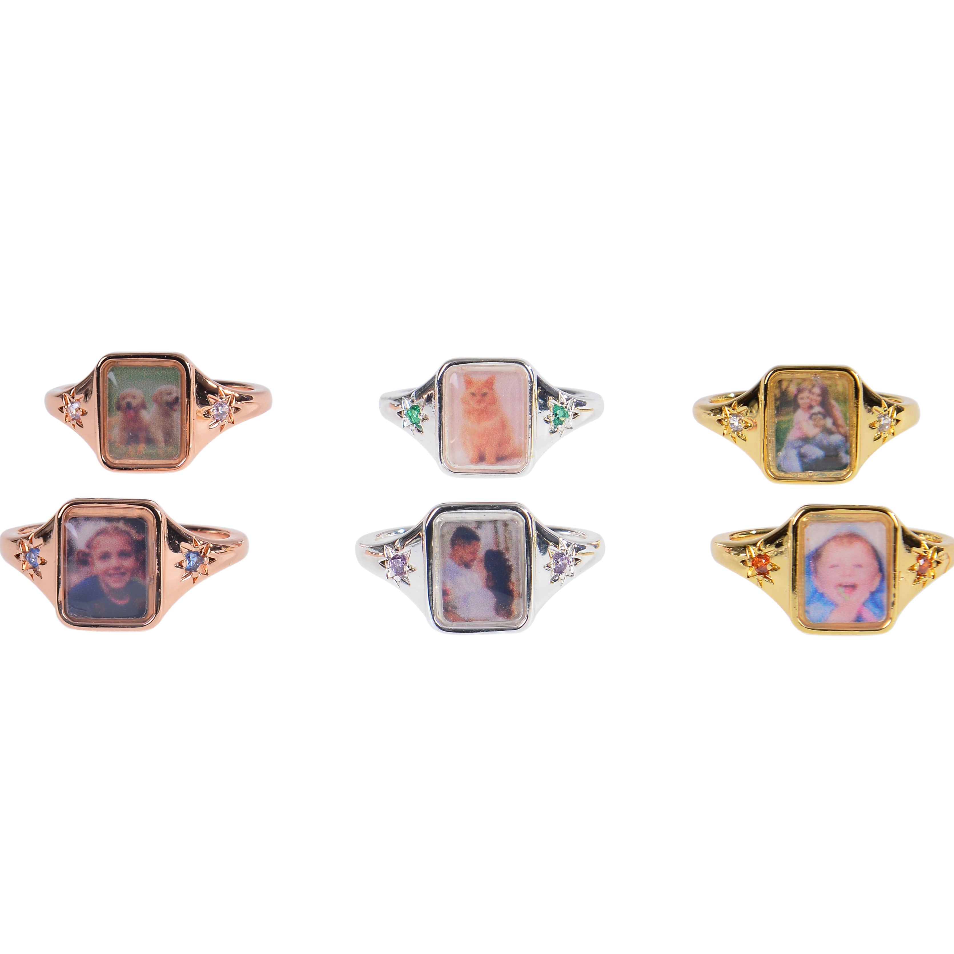 Personalized Colorful Photo Square Ring