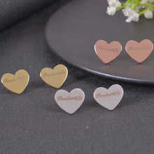 custom heart name earrings