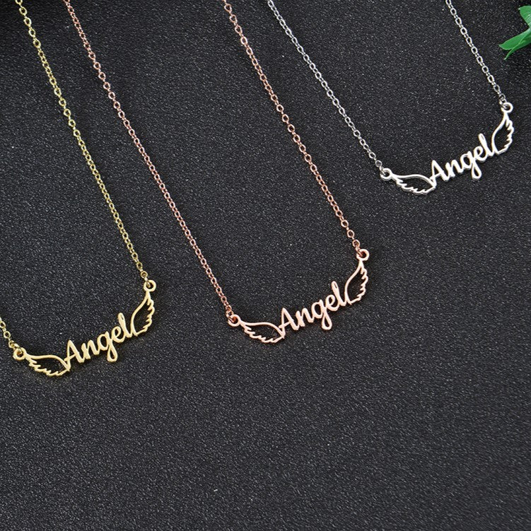 Personalized Name Angel Wings Necklace