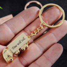 truck keychain with text