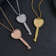 Personalized Diamond Studded Key Shaped Photo Necklace