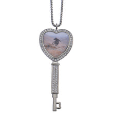 Personalized Diamond Studded Key Shaped Photo Necklace