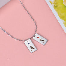 Custom Two Initial Bar Necklaces with Birthstone