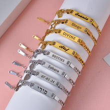 Personalized Engraved Name Bracelets with Charms