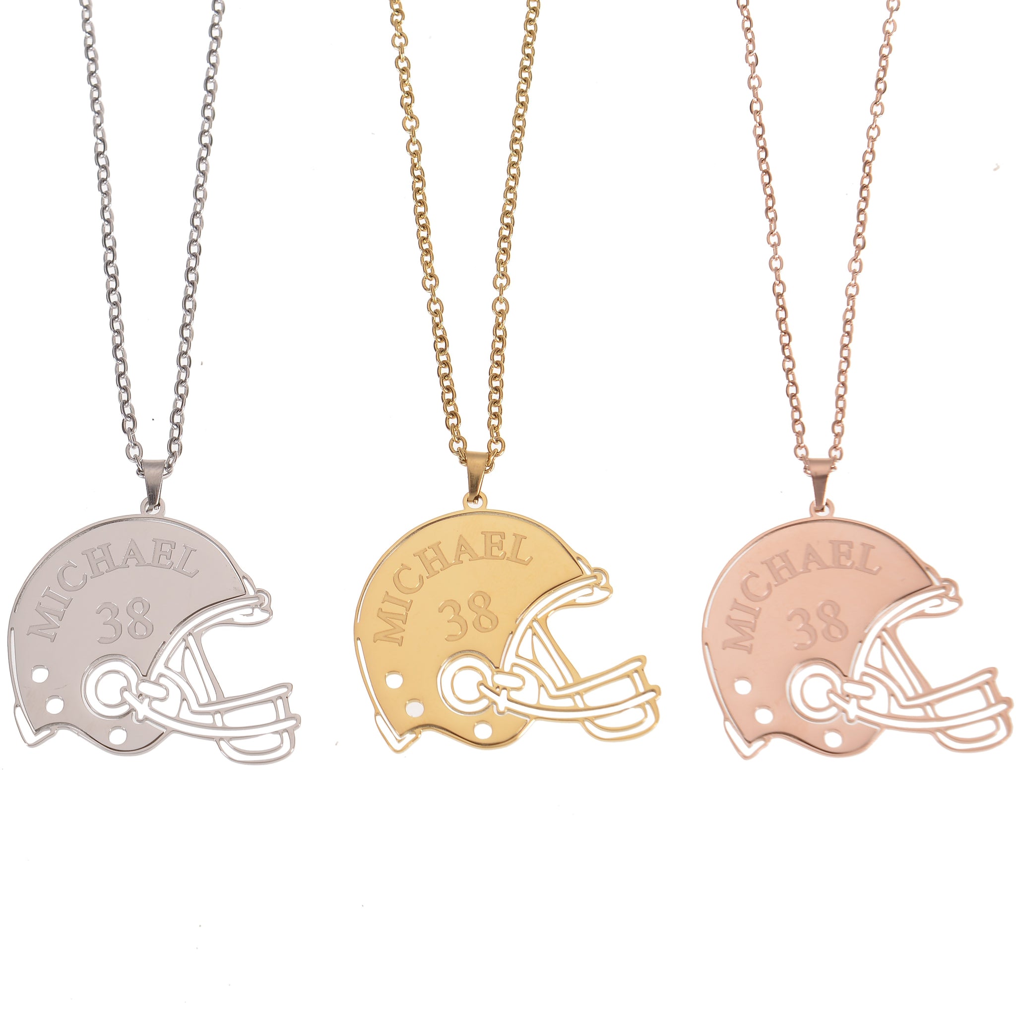 personalized american football helmet necklace
