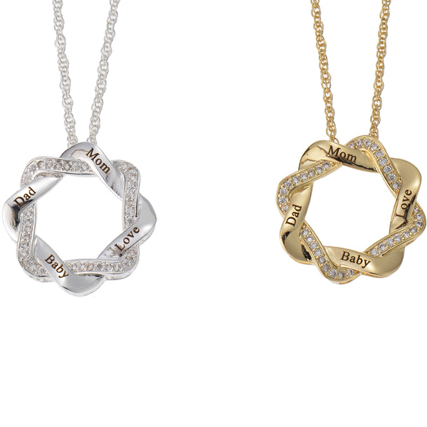 Diamond Studded Multiple Name Square Necklace - Pendantify