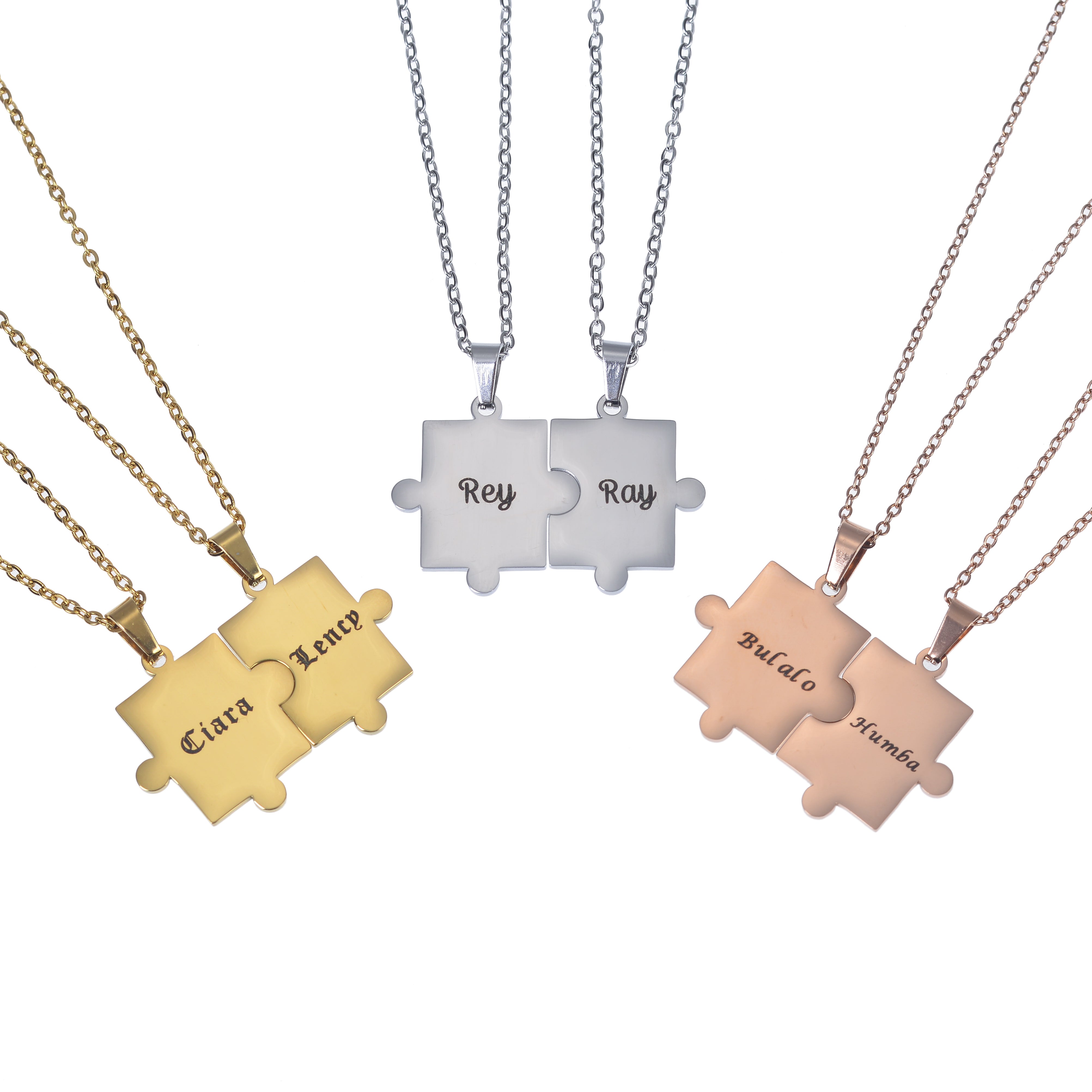 Puzzle piece necklace set