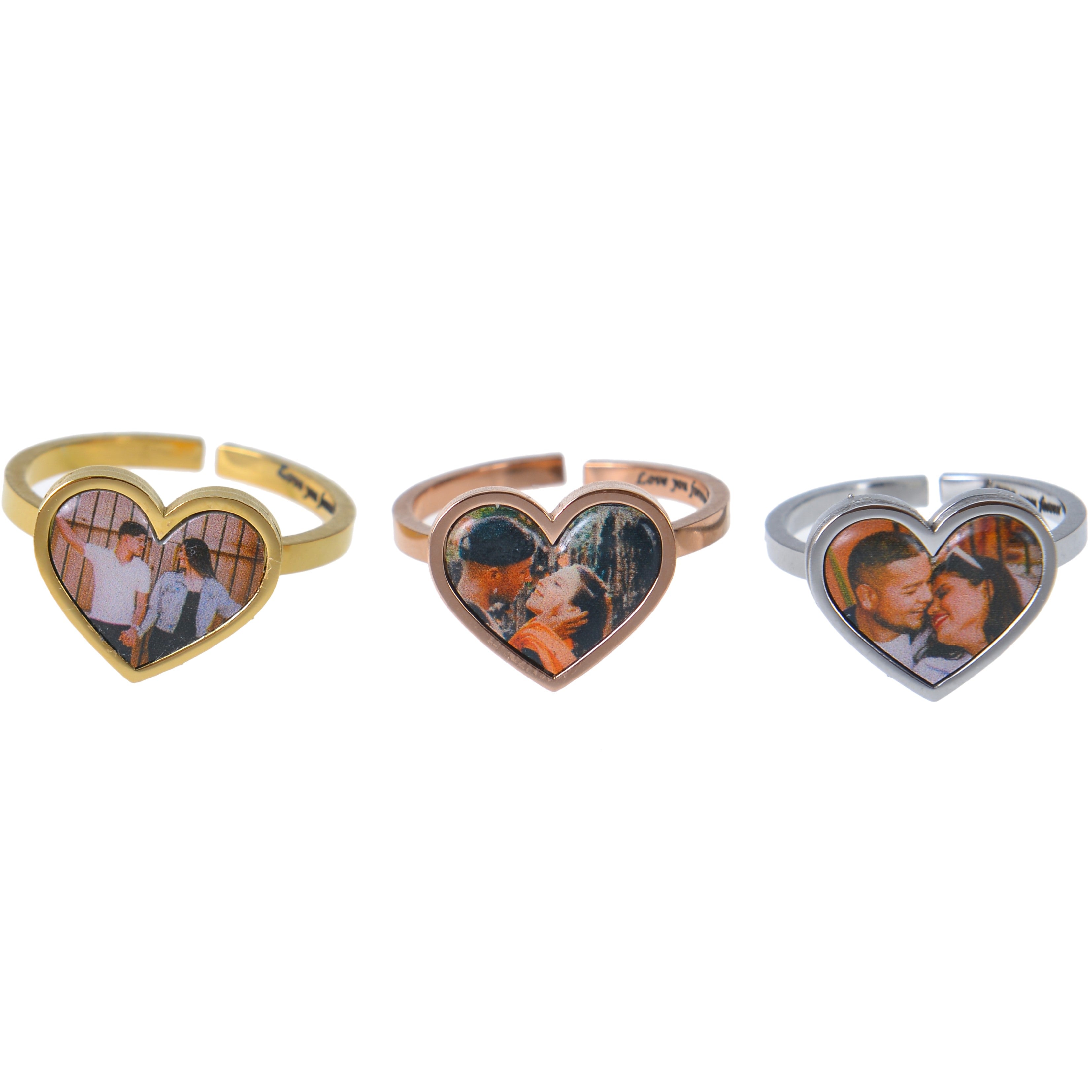 personalized colorful photo heart ring