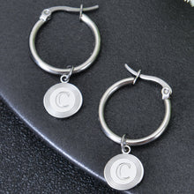 initial hoop earrings