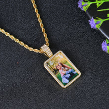 Personalized Diamond Studded Colorful Photo Necklace