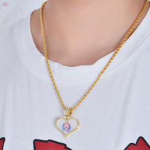 Personalized Diamond Studded Heart Colorful Photo Necklace