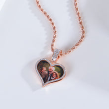 Personalized Diamond Studded Heart Colorful Photo Necklace