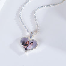 Personalized Diamond Studded Heart Colorful Photo Necklace