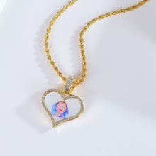 Personalized Diamond Studded Heart Colorful Photo Necklace