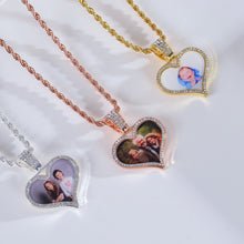 Personalized Diamond Studded Heart Colorful Photo Necklace