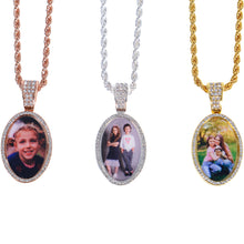 Personalized Diamond Studded Oval Colorful Photo Necklace