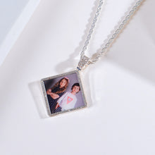 Personalized Diamond Studded Simple Diamond Shaped Colorful Photo Necklace