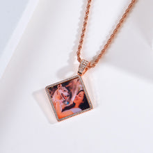 Personalized Diamond Studded Simple Diamond Shaped Colorful Photo Necklace