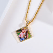 Personalized Diamond Studded Simple Diamond Shaped Colorful Photo Necklace