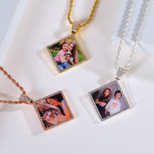 Personalized Diamond Studded Simple Diamond Shaped Colorful Photo Necklace