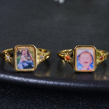 Personalized Colorful Photo Square Ring