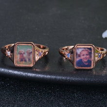 Personalized Colorful Photo Square Ring