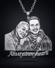 silver photo engraved pendant