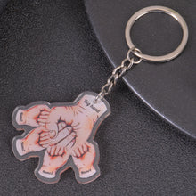 Fist bump keychain with big hand and four kid names
