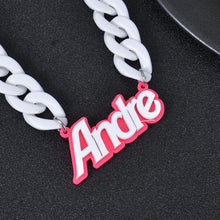 White acrylic chunky chain necklace with custom name