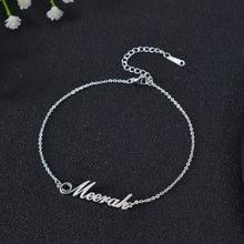 Silver custom name anklet with cursive script
