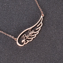 Custom angel wing name necklace with personalized engraved pendant